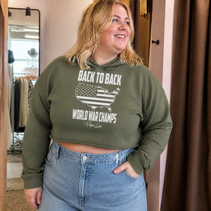 Back To Back World War Champs Cropped Hoodie — lifestyle hero