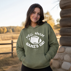 Y'all Hush The Game Is On Graphic Hoodie — lifestyle hero