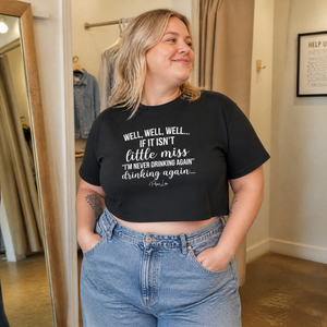 Little Miss Never Drinking Again Cropped Boxy Tee — lifestyle hero
