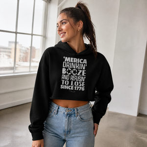 Drinkin Booze And Refusin To Lose Cropped Hoodie — lifestyle hero
