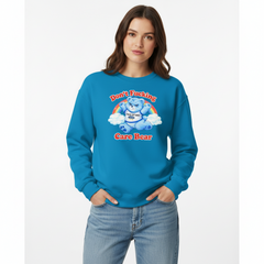 Blue Don't F*cking Care Bear Graphic Crewneck Sweatshirt