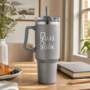 Boss Babe 40oz Engraved Travel Tumbler — lifestyle