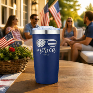 Merica 20oz Engraved Adventure Tumbler — lifestyle