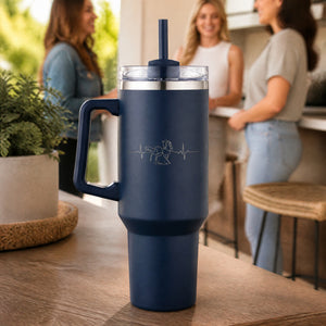 Horses EKG 40oz Engraved Travel Tumbler — lifestyle