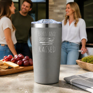 Born And Raised 20oz Engraved Adventure Tumbler — lifestyle