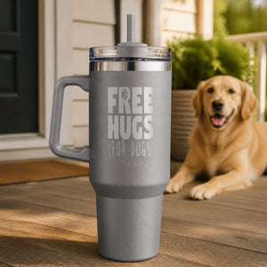 Free Hugs (For Dogs) 40oz Engraved Travel Tumbler — lifestyle