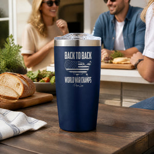 Back To Back World War Champs 20oz Engraved Adventure Tumbler — lifestyle
