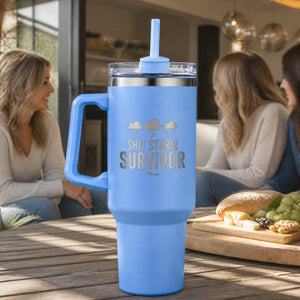 Shit Storm Survivor 40oz Engraved Travel Tumbler — lifestyle