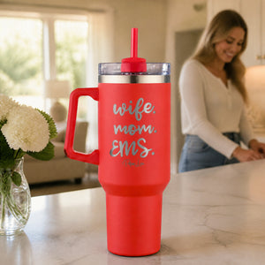 Wife Mom EMS 40oz Engraved Travel Tumbler — lifestyle