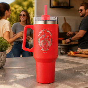 I Like My Coffee In Tents 40oz Engraved Travel Tumbler — lifestyle
