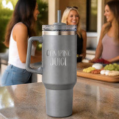 Camping Juice 40oz Engraved Travel Tumbler — lifestyle