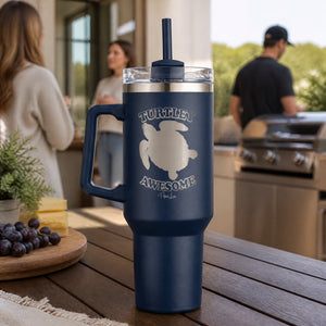 Turtley Awesome 40oz Engraved Travel Tumbler — lifestyle