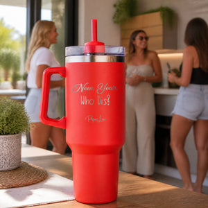New Year Who Dis 40oz Engraved Travel Tumbler — lifestyle