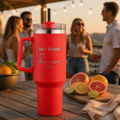 Am I Drunk 40oz Engraved Travel Tumbler — lifestyle