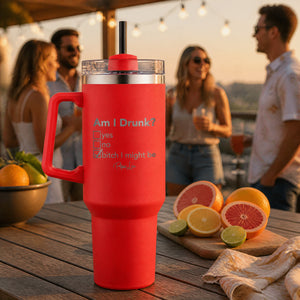 Am I Drunk 40oz Engraved Travel Tumbler — lifestyle