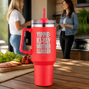 Yippie 40oz Engraved Travel Tumbler — lifestyle