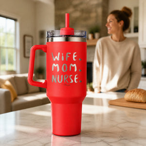 Wife Mom Nurse 40oz Engraved Travel Tumbler — lifestyle