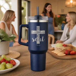 He Restores My Soul 40oz Engraved Travel Tumbler — lifestyle