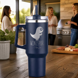 Winosaur 40oz Engraved Travel Tumbler — lifestyle