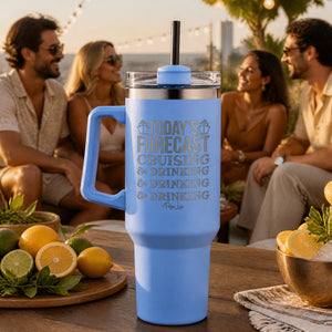 Todays Forecast Cruising And Drinking 40oz Engraved Travel Tumbler — lifestyle