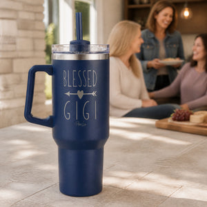 Blessed Gigi 40oz Engraved Travel Tumbler — lifestyle