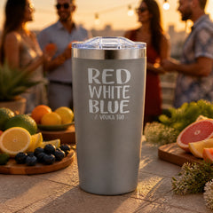 Red White Blue And Vodka Too 20oz Engraved Adventure Tumbler — lifestyle