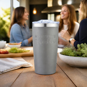 Light Blue Apparently We're Trouble 20oz Engraved Adventure Tumbler — lifestyle