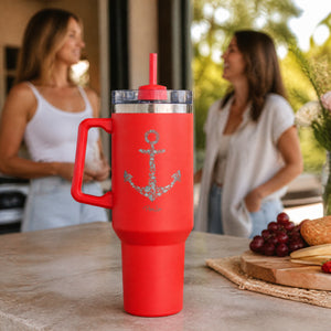 Sea Critter Anchor 40oz Engraved Travel Tumbler — lifestyle