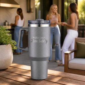 Less Talk More Bubbly 40oz Engraved Travel Tumbler — lifestyle