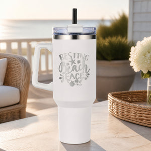 Resting Beach Face 40oz Engraved Travel Tumbler — lifestyle