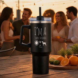 I'm A Simple Woman Wine 40oz Engraved Travel Tumbler — lifestyle