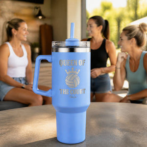 Queen Of The Court 40oz Engraved Travel Tumbler — lifestyle
