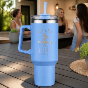 This Witch Lifts 40oz Engraved Travel Tumbler — lifestyle