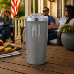 Usa Gun Flag Color 20oz Engraved Adventure Tumbler — lifestyle