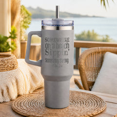 Somewhere on a Beach 40oz Engraved Travel Tumbler — lifestyle
