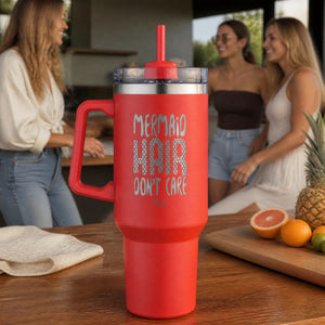 Mermaid Hair Don't Care 40oz Engraved Travel Tumbler — lifestyle