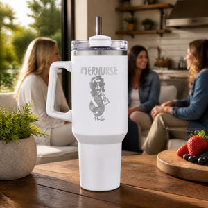 Mernurse 40oz Engraved Travel Tumbler — lifestyle