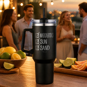 Checklist Margarita 40oz Engraved Travel Tumbler — lifestyle