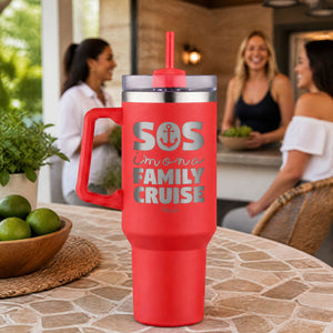 Sos I'm On A Family Cruise 40oz Engraved Travel Tumbler — lifestyle
