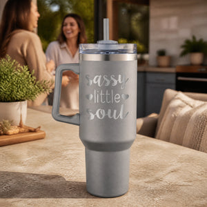 Sassy Little Soul 40oz Engraved Travel Tumbler — lifestyle