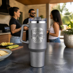 Tattoos Are Cute 40oz Engraved Travel Tumbler — lifestyle