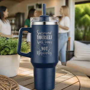 Tennis Negativity 40oz Engraved Travel Tumbler — lifestyle