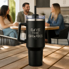 Save The Sharks 40oz Engraved Travel Tumbler — lifestyle
