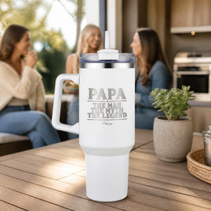 Papa The Man The Myth 40oz Engraved Travel Tumbler — lifestyle