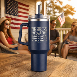 Margaritas And Merica 40oz Engraved Travel Tumbler — lifestyle