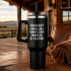 Country Music Icons Men 40oz Engraved Travel Tumbler — lifestyle