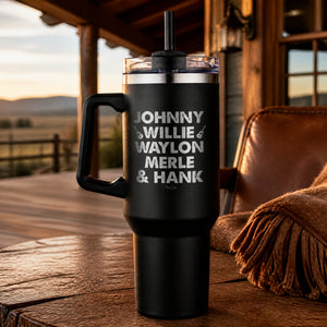 Country Music Icons Men 40oz Engraved Travel Tumbler — lifestyle