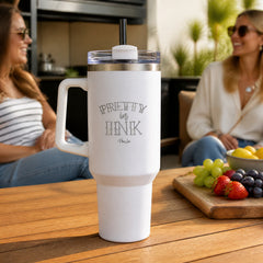 Pretty In Ink 40oz Engraved Travel Tumbler — lifestyle