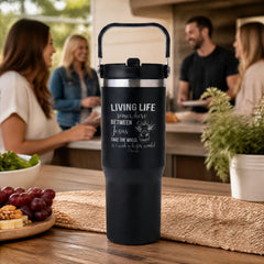 Somewhere Between Jesus Take The Wheel 30oz Engraved Saratoga Tumbler — lifestyle