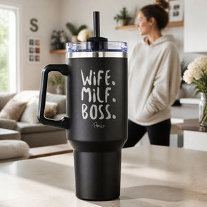 Wife Milf Boss 40oz Engraved Travel Tumbler — lifestyle